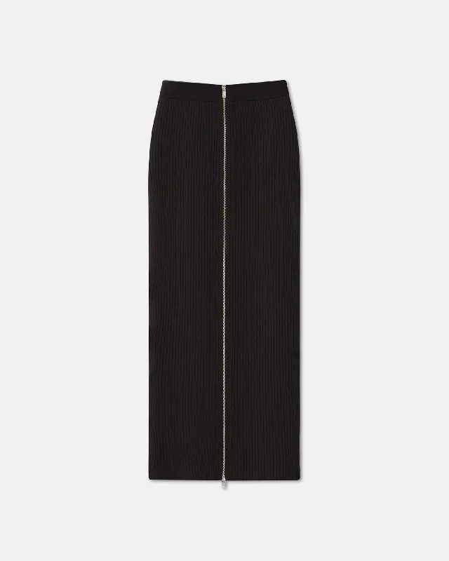 Meika - Ribbed-Knit Maxi Skirt - Dark Brown