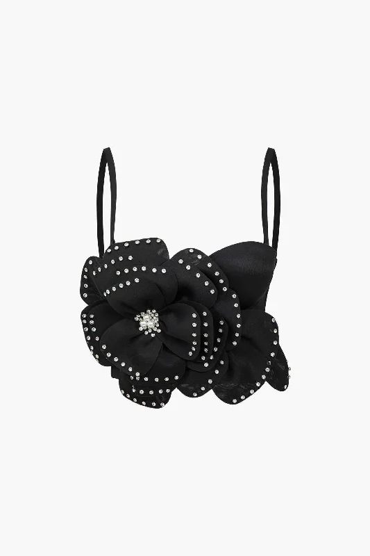 Embellished Floral Appliqué Bustier Top