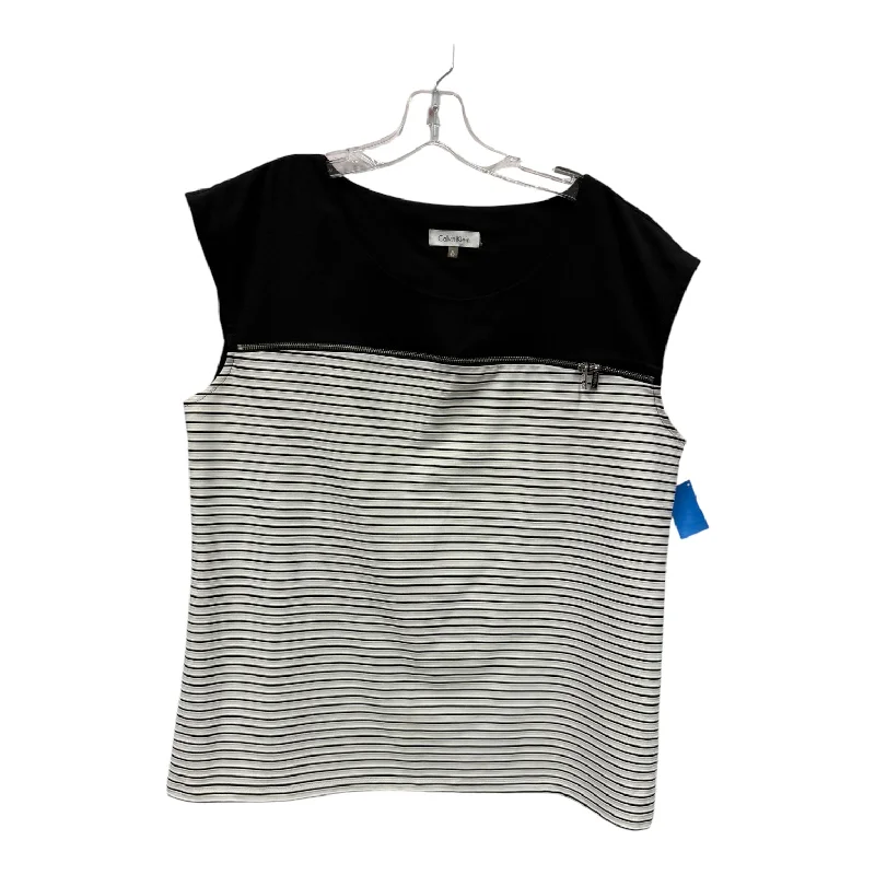 TOP SLEEVELESS by CALVIN KLEIN In BLACK & WHITE, Size: XL