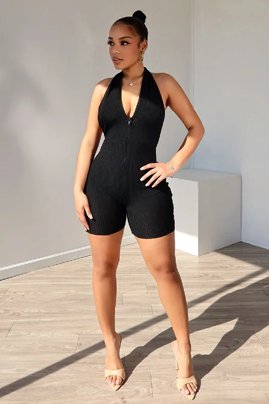 Keli Halter Neck Zip Up Romper