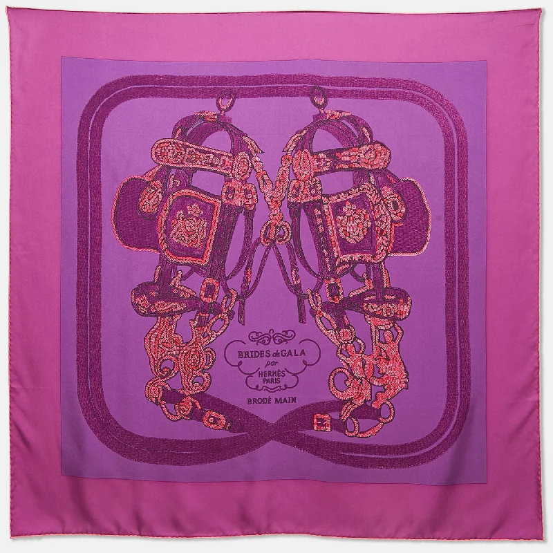 Hermes Purple Silk Brides De Gala Brode Scarf