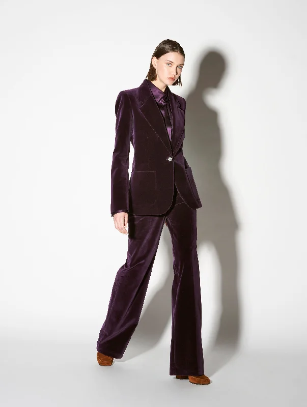 Plum smooth velvet suit jacket