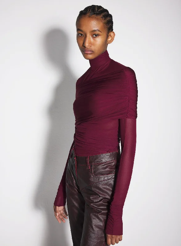 burgundy ruched top