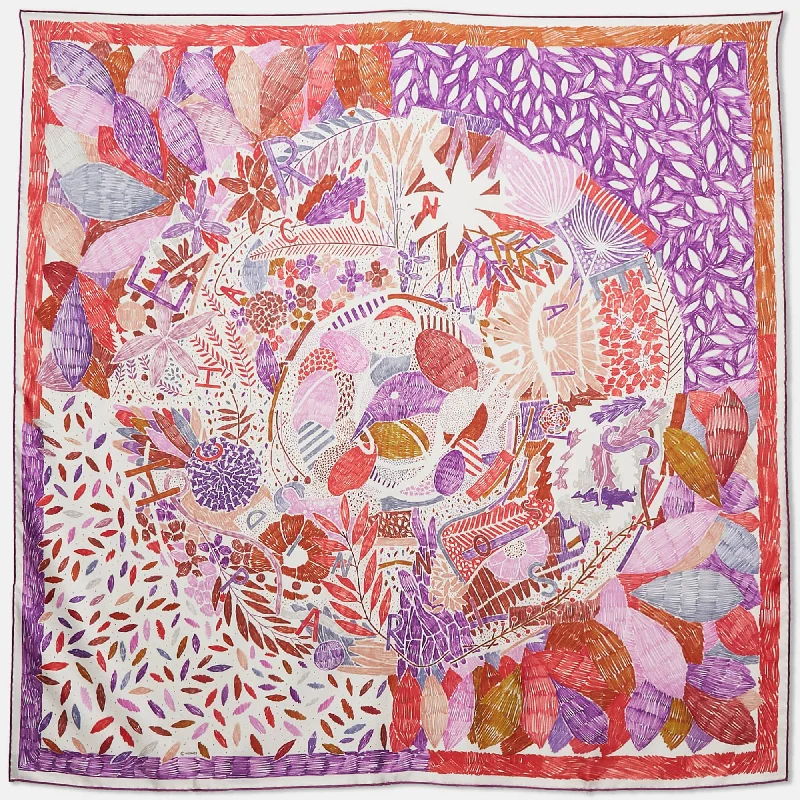 Hermes Purple/red Silk Chacun Fait Son Nid Scarf