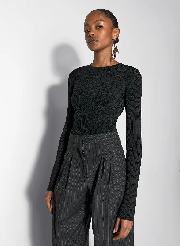 black sculpting knit top