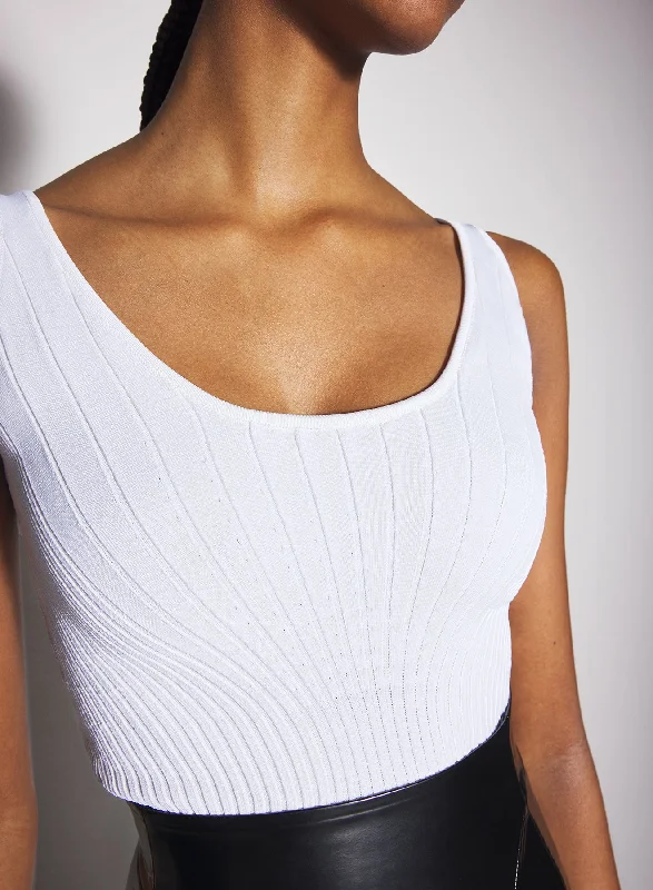 white sculpting knit tank top