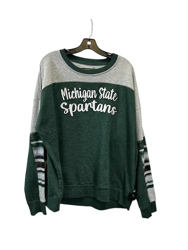 Athletic Sweatshirt Crewneck By Colosseum In Green & Grey, Size: Xxl