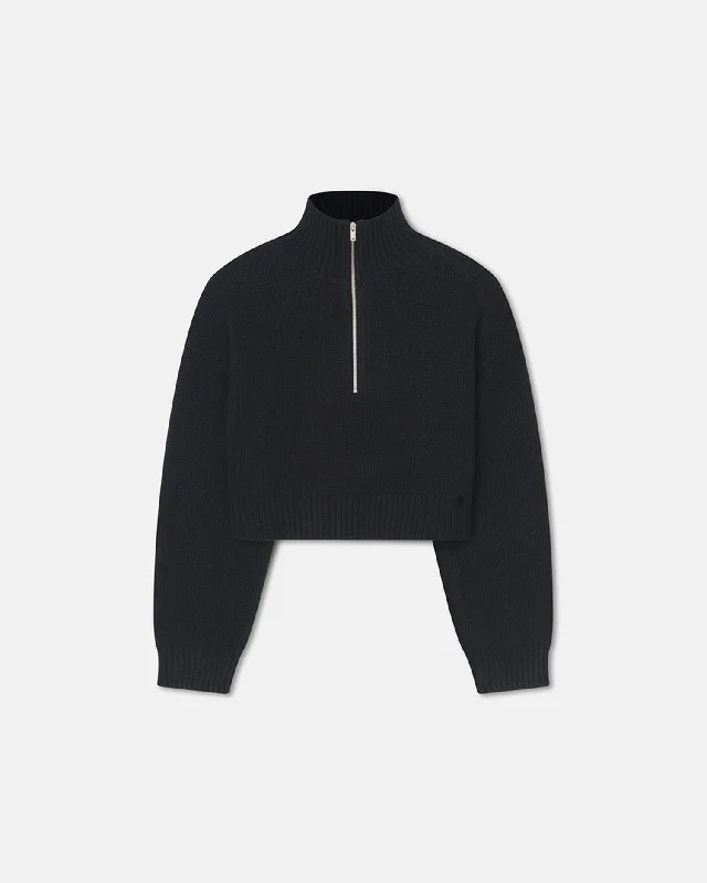 Sonore - Cropped Quarter Zip Sweater - Black