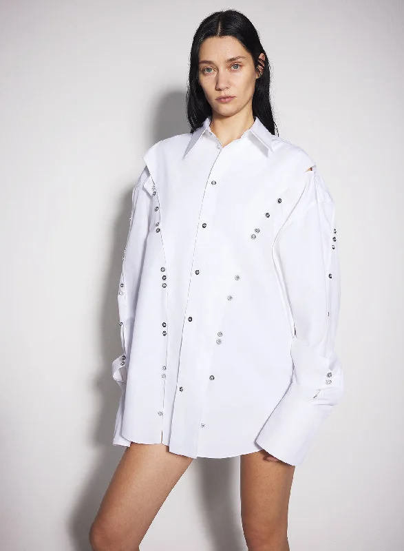 white poplin button shirt