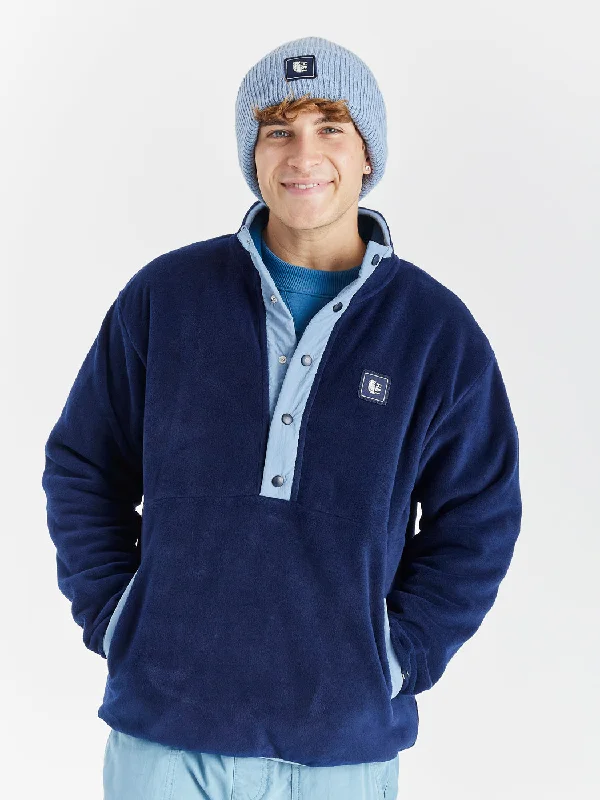 Peyton Popper Neck Fleece Navy