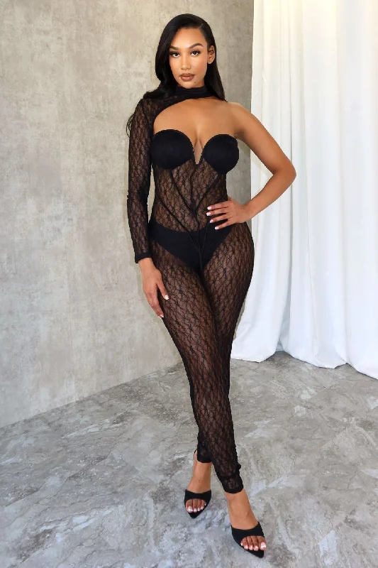 Asymmetric Confident Lace Contrast Jumpsuit