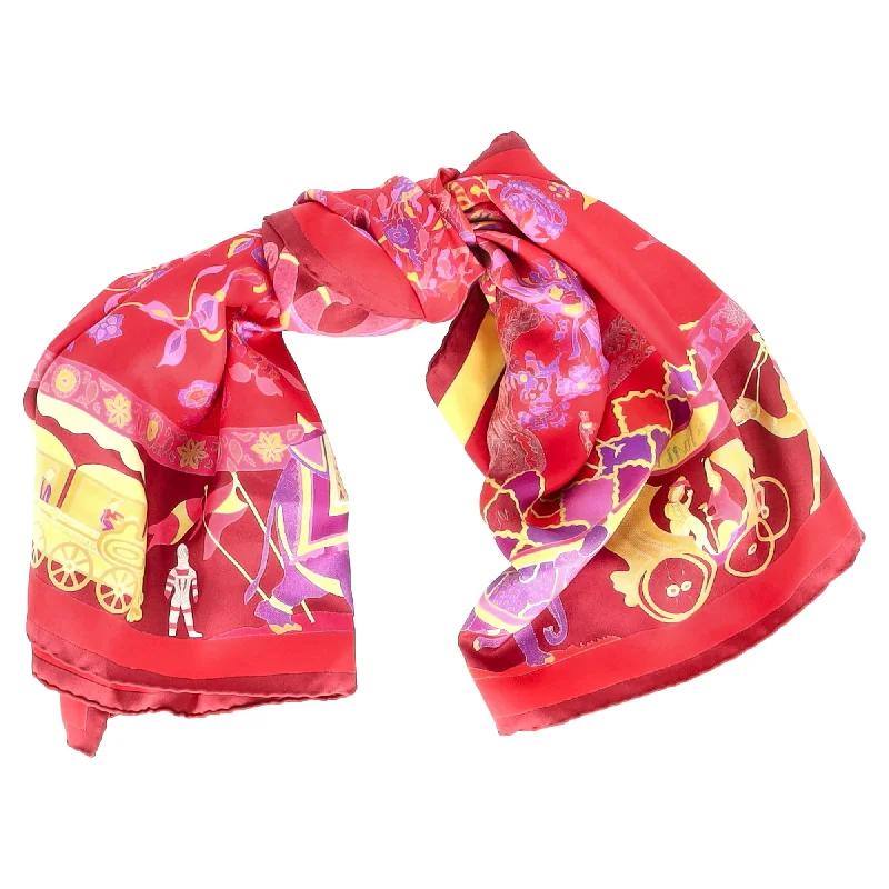 Hermes Fantasies Indiennes Scarf in Red Silk