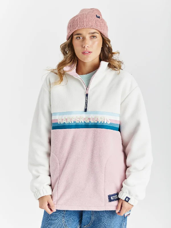 One Eighty 1/4 Zip Fleece Cream & Dusty Pink