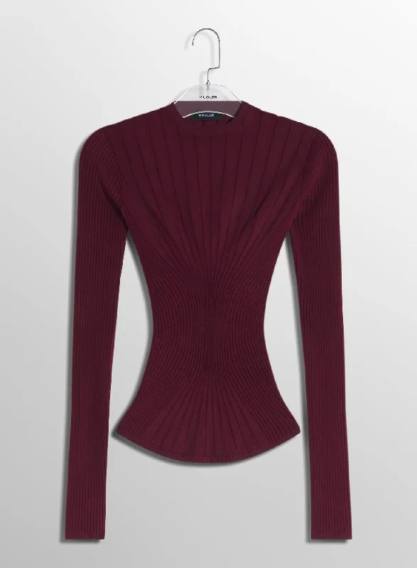 burgundy sculpting knit top