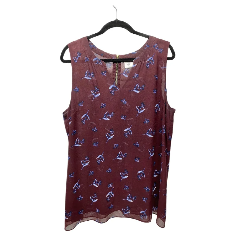 Top Sleeveless By Cabi In Maroon, Size: Xl