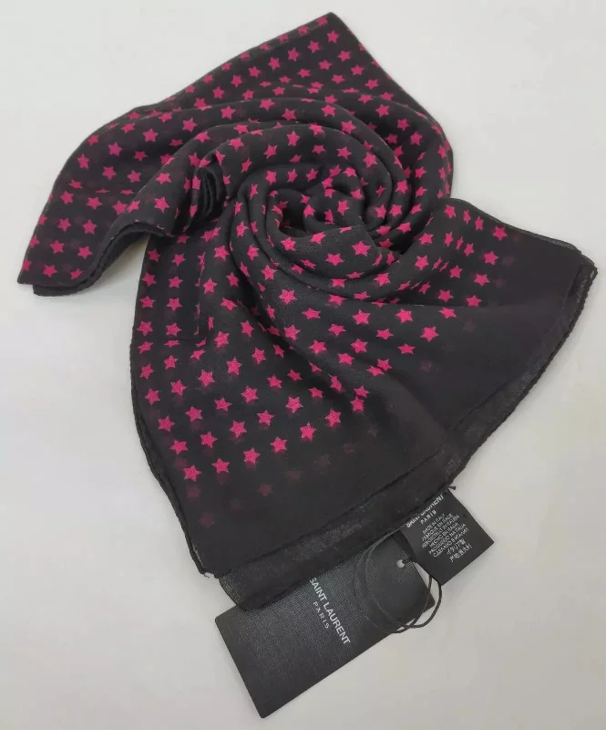 Saint Laurent Unisex  weight pink Star Wool scarf