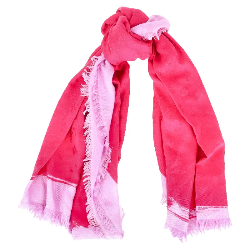 Louis Vuitton Tonal Monogram Scarf in Pink Silk-Wool Blend