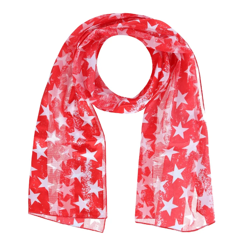 Women's Patriotic Star Print Lightweight Scarf