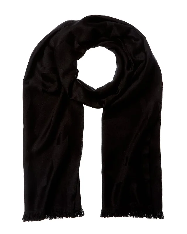 Saint Laurent Cassandre Jacquard Wool Scarf