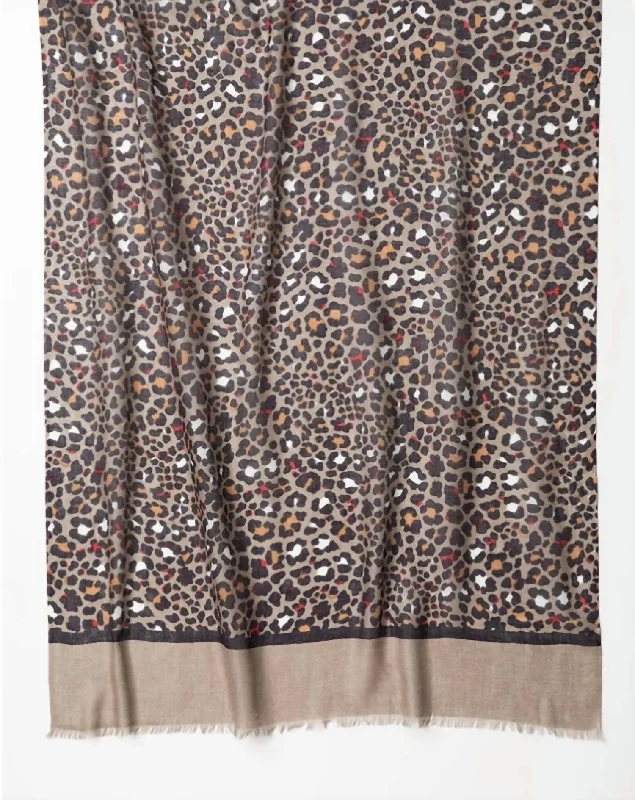 Leopard Print Scarf In Mushroom Multi