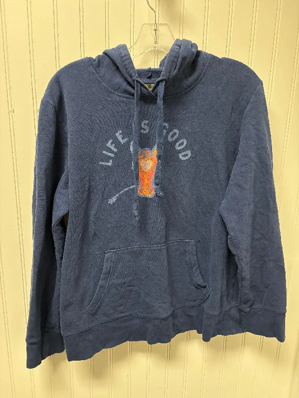 Sweatshirt Hoodie By Life Is Good In Blue, Size: L