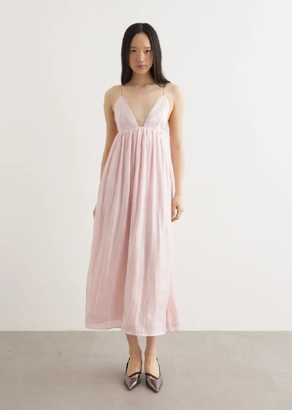 Changeant Satin Strap Dress