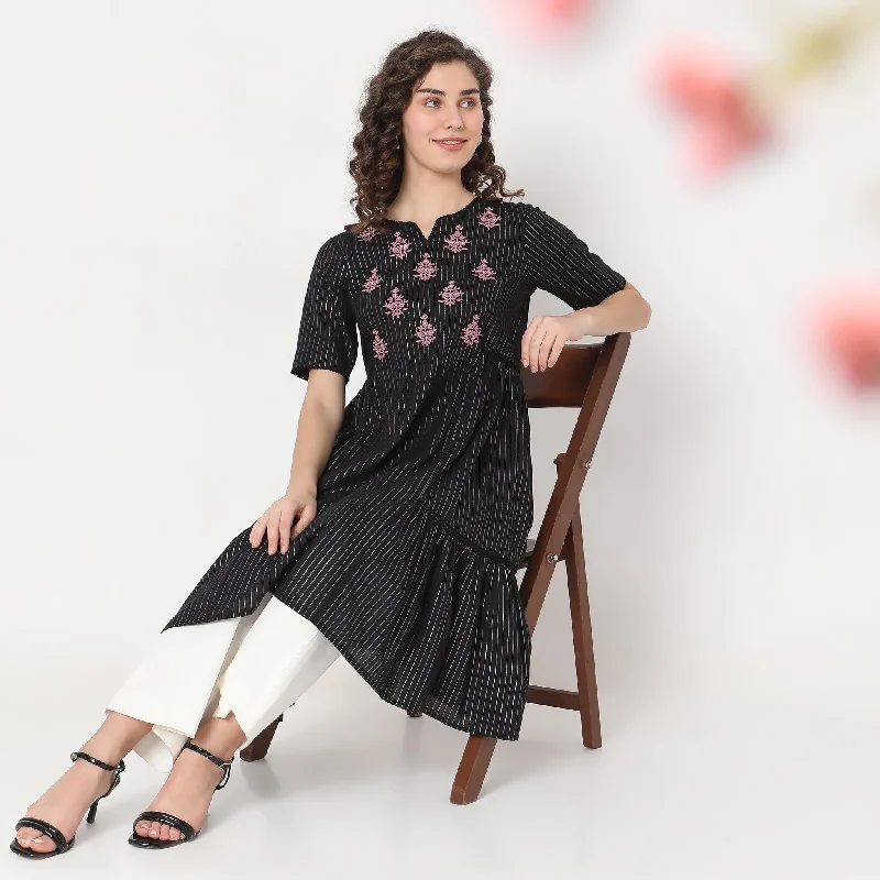 Flare Fit Embroidered Dress