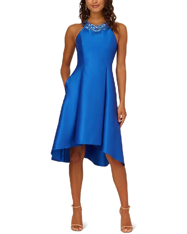 Adrianna Papell High-Low Solid Midi Dress