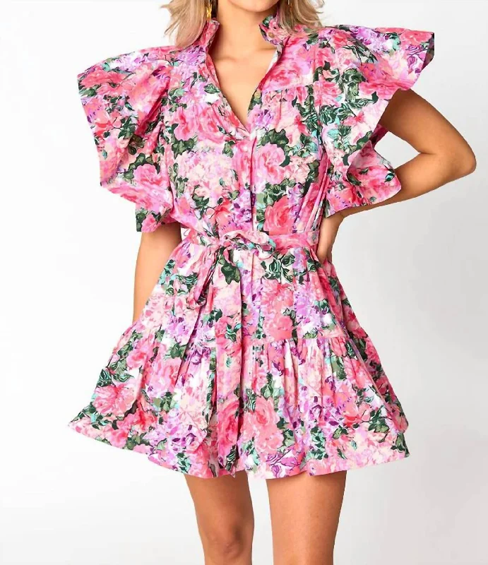 Abbey Belted Mini Dress In Royalty