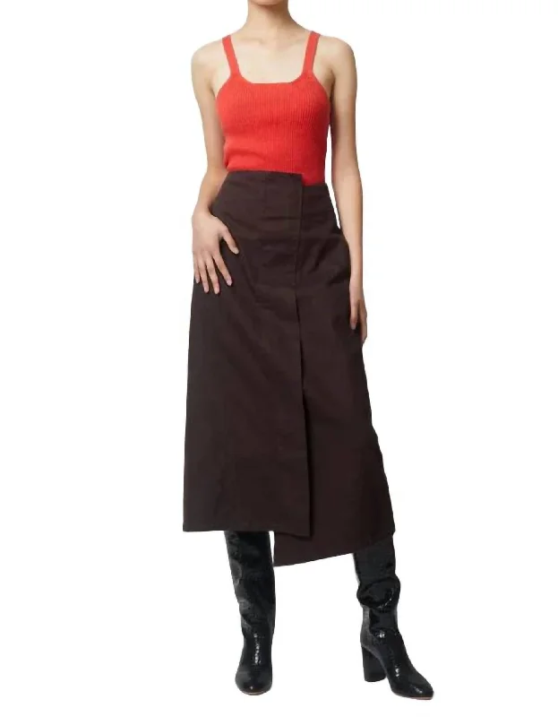 Asymmetrical Skirt In Brown