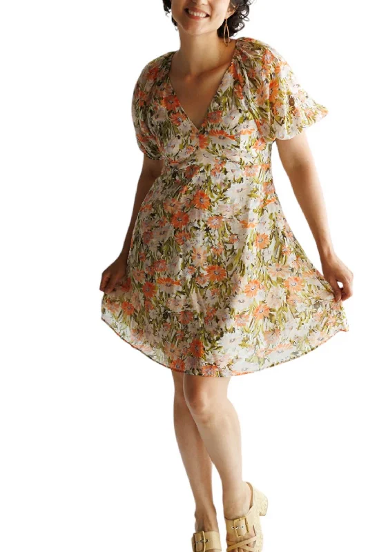 Azalea Mini Dress In Orange Floral