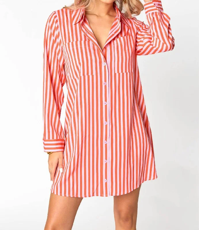 Beau Mini Shirt Dress In Sun Glow