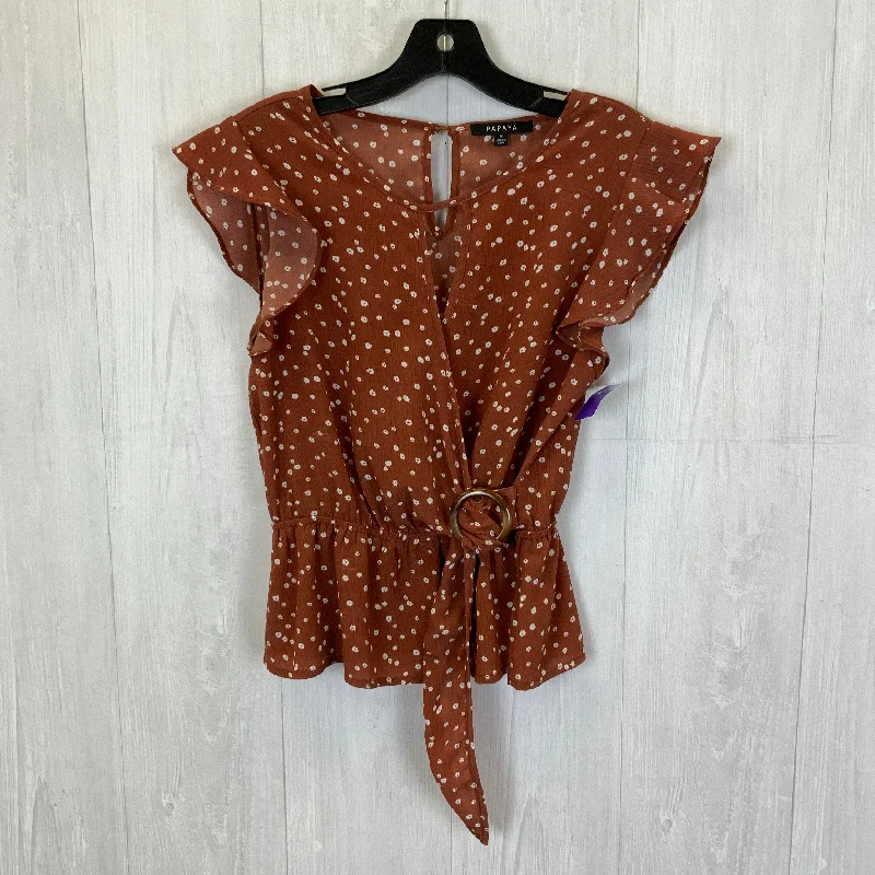 Brown & Cream Top Short Sleeve Papaya, Size M