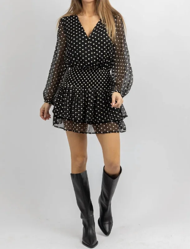 Dainty Daisy Smock Mini Dress In Black