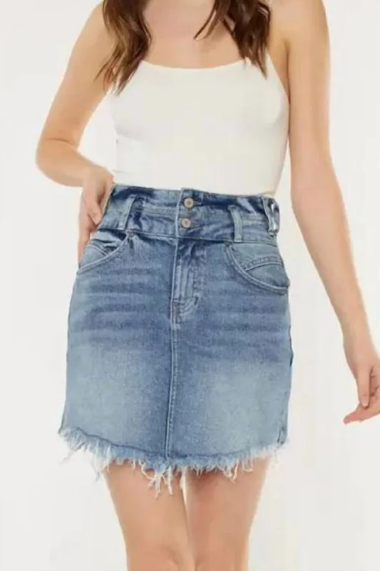 High Rise Skirt In Medium Wash