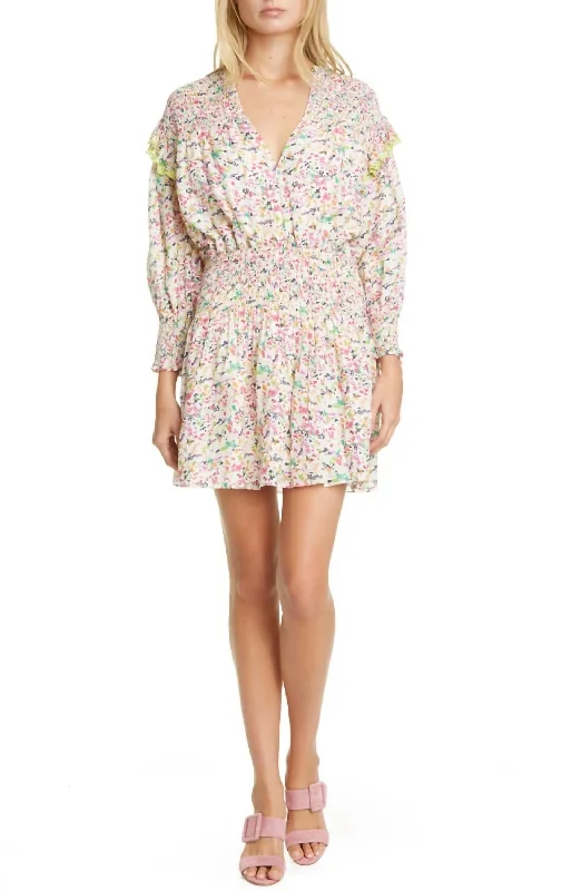 Imogen Floral Long Sleeve Minidress In White