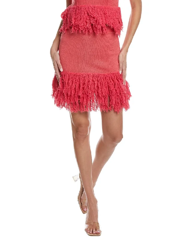 JoosTricot Fringe Linen-Blend Mini Skirt