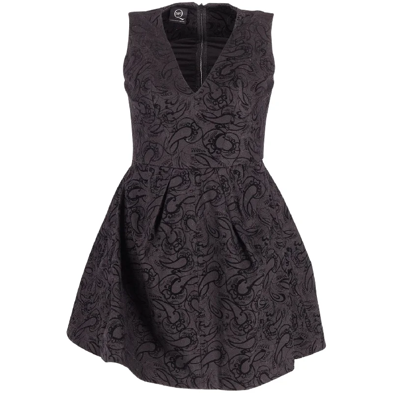 McQ Alexander McQueen Paisley Mini Dress in Black Cotton