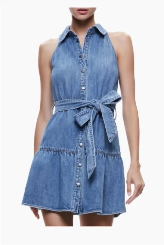 Miranda Mini Dress In Vintage Blue Denim