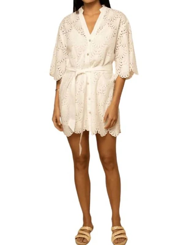 Napa Eyelet Shell Mini Dress In White