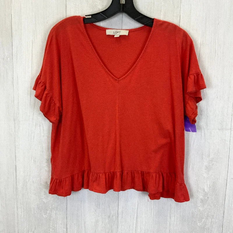 Orange Top Short Sleeve Basic Loft, Size M