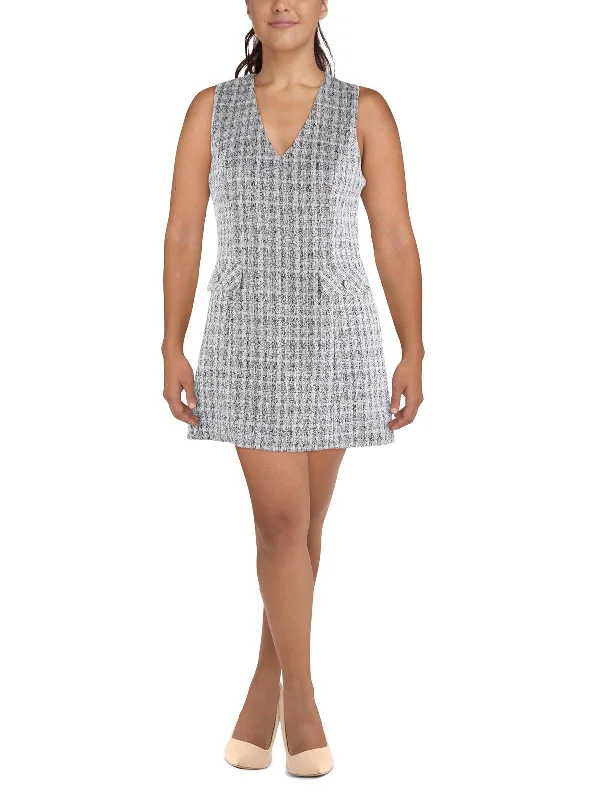 Womens Tweed Mini Sheath Dress