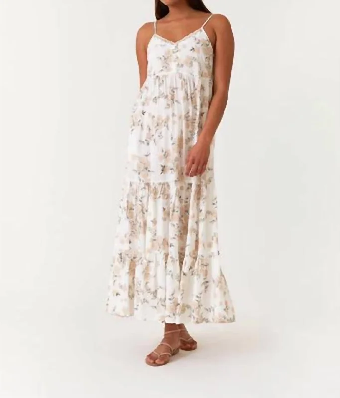 Among The Flowers Maxi Dress In Ivory/peach