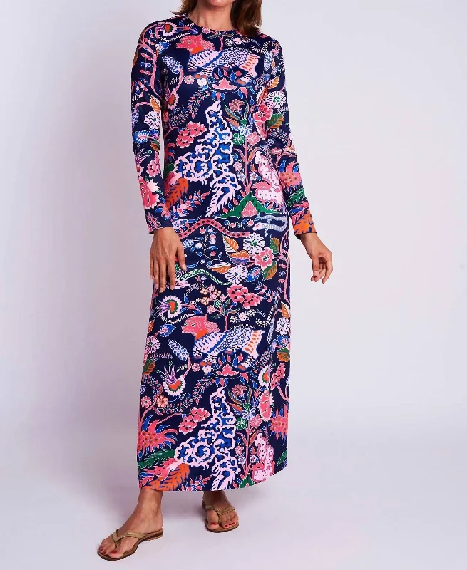 Ashton Maxi Dress In Eden Navy Multi