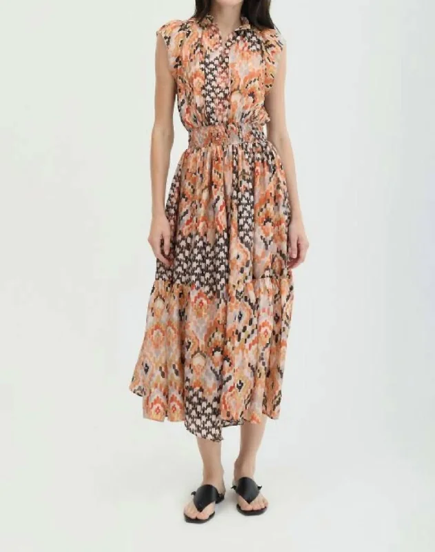 Cairo Silk Maxi Dress In Haral Brown