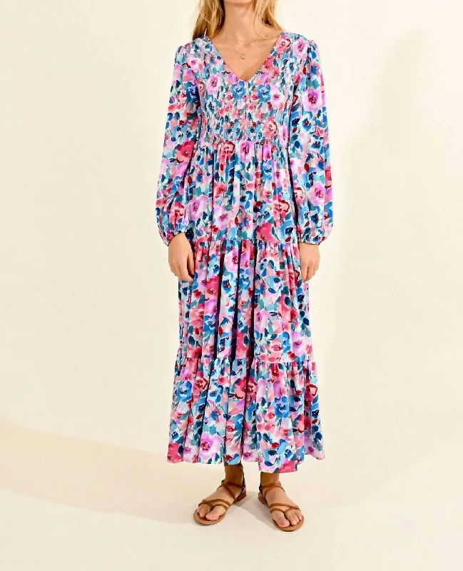 Clara Floral Maxi Dress In Purple