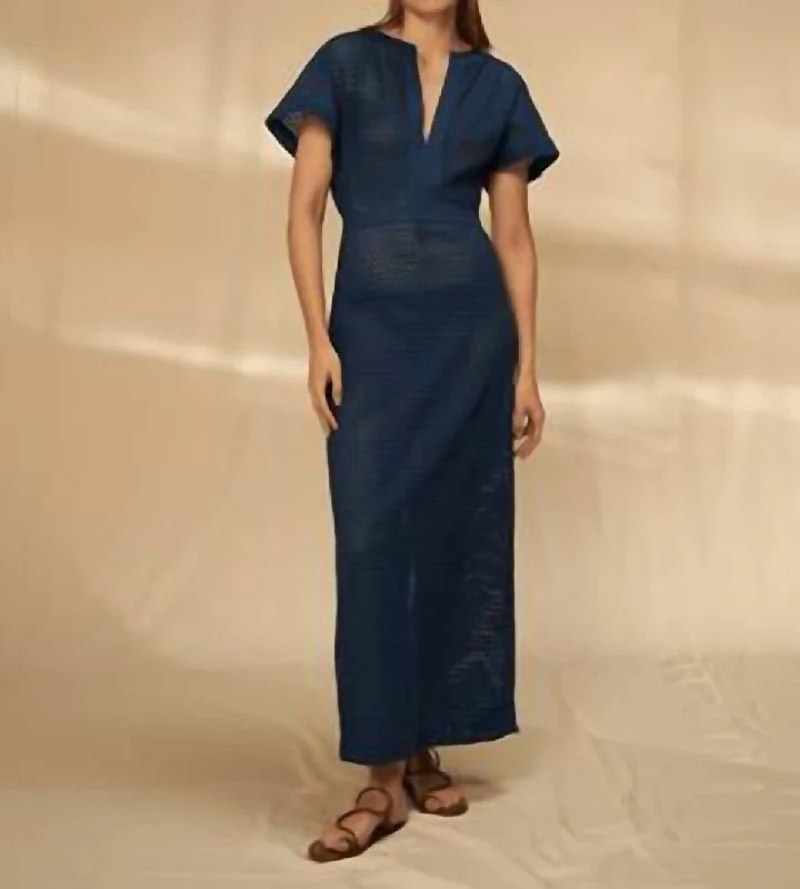 Demeter Kimono Sleeves Maxi Dress In Cobalt Blue