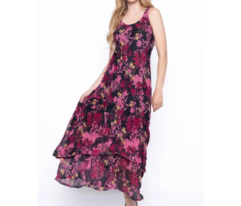 Floral Maxi Dress In Cerise Multi