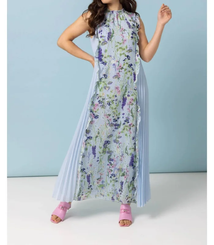 Floral Maxi Dress In Light Blue