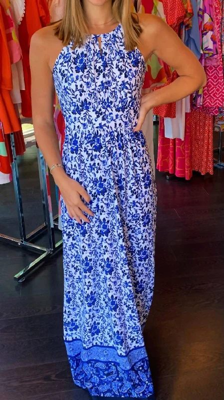 Floral-Paisley Mia Maxi Dress In Blue/white